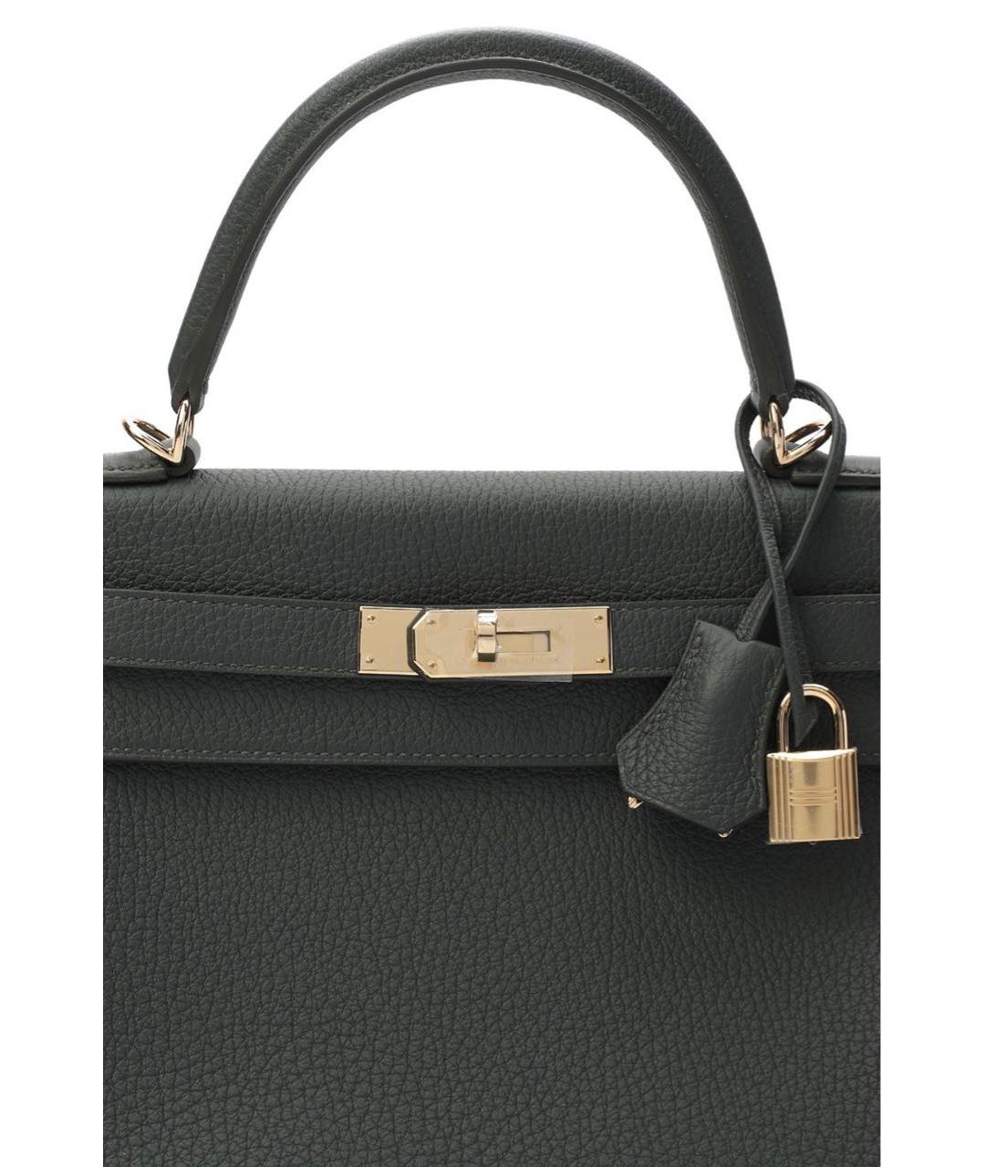 HERMES Серая кожаная сумка с короткими ручками, фото 5