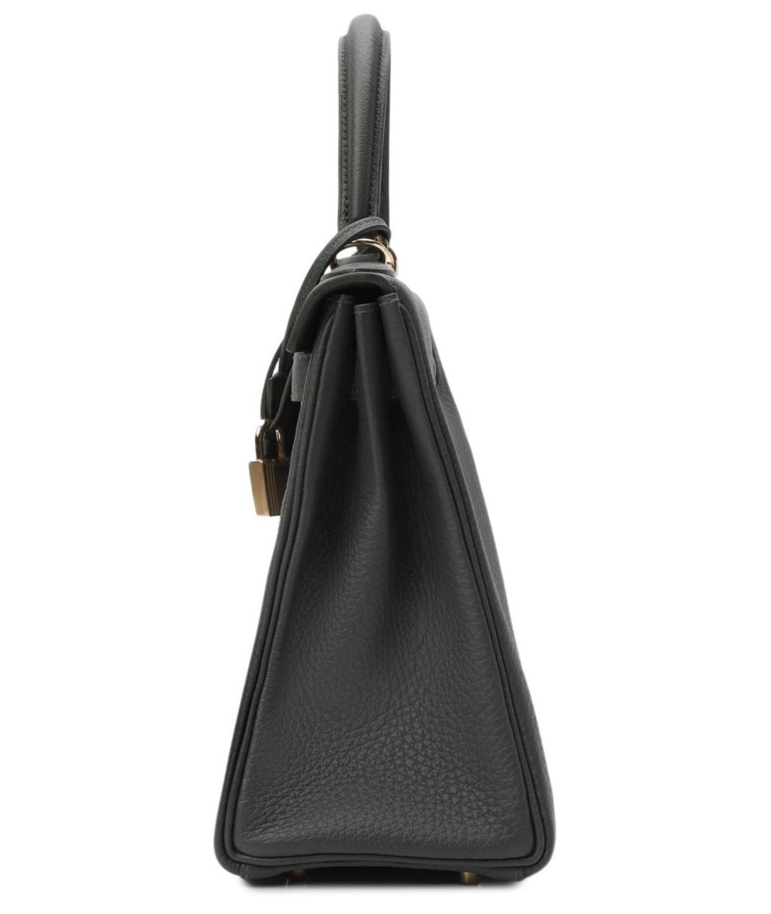 HERMES Серая кожаная сумка с короткими ручками, фото 3