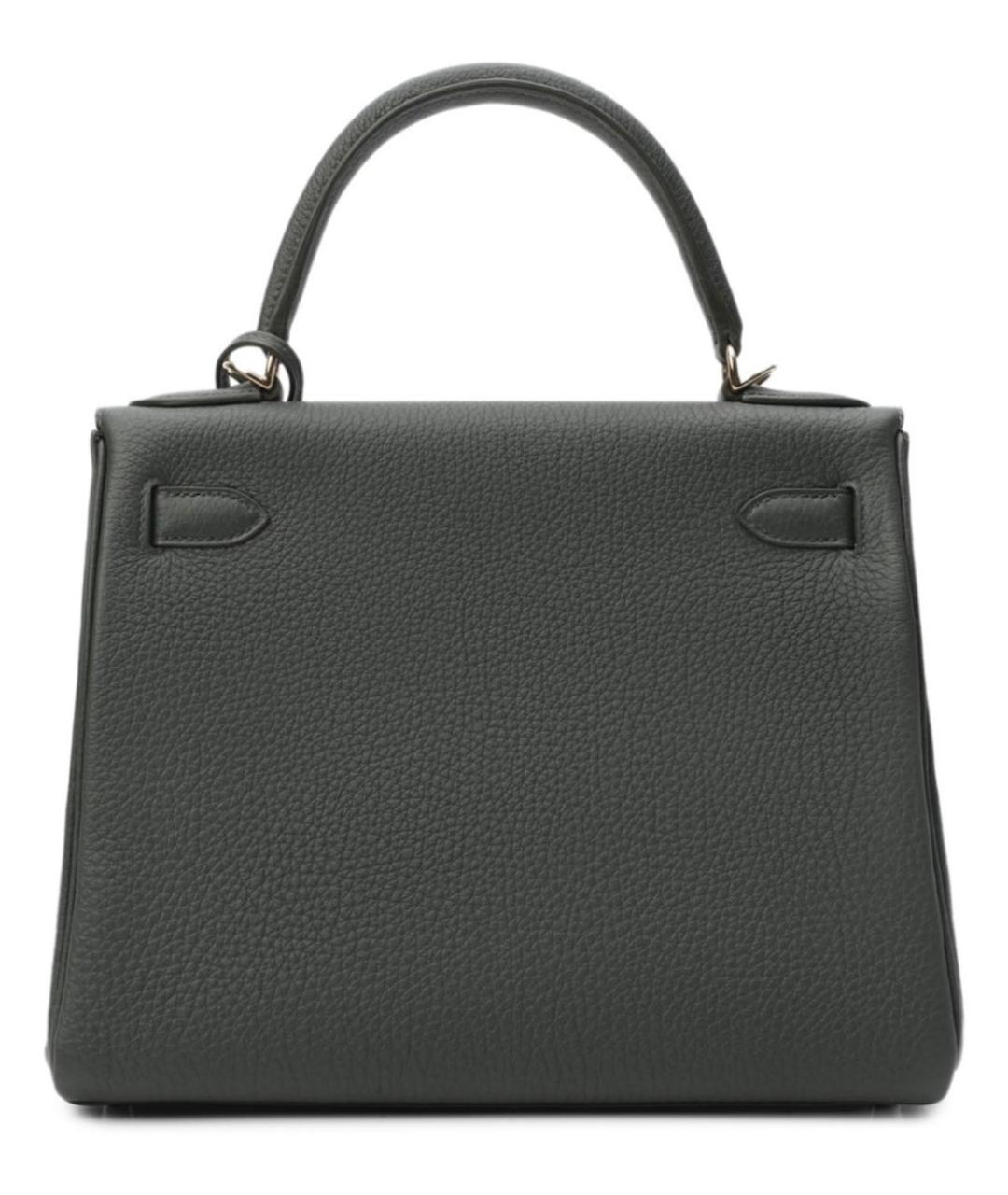 HERMES Серая кожаная сумка с короткими ручками, фото 2