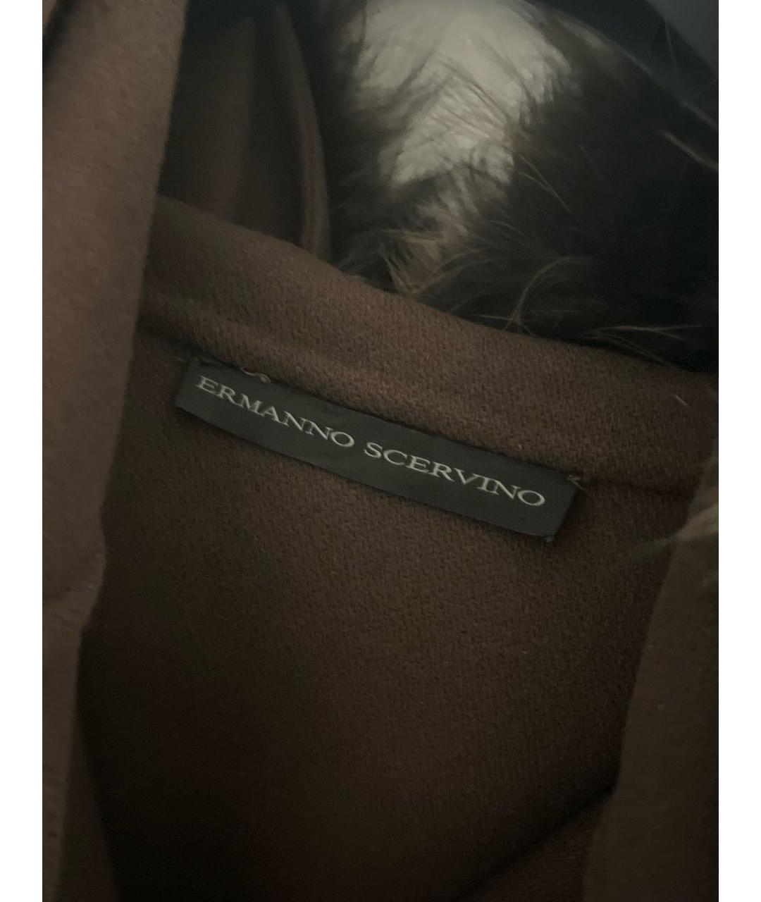 ERMANNO SCERVINO Коричневое шерстяное пальто, фото 3