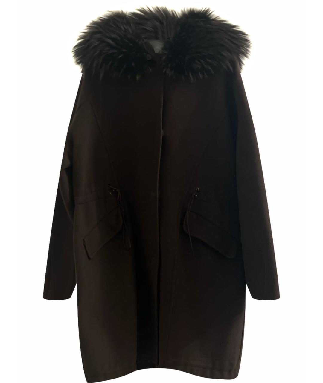 ERMANNO SCERVINO Коричневое шерстяное пальто, фото 1