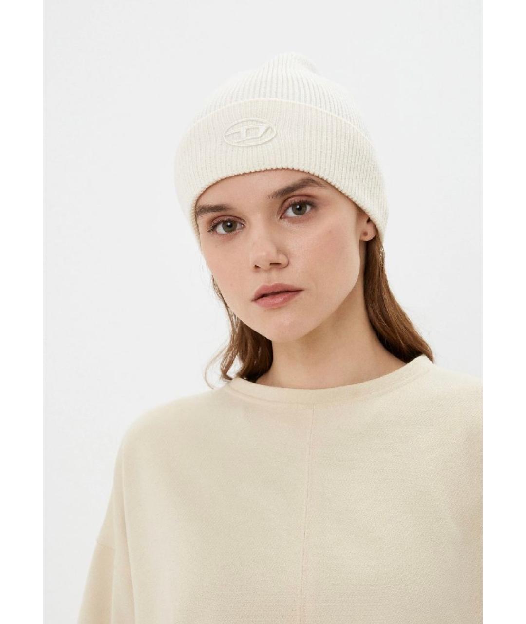 DIESEL Белая шерстяная шапка, фото 4