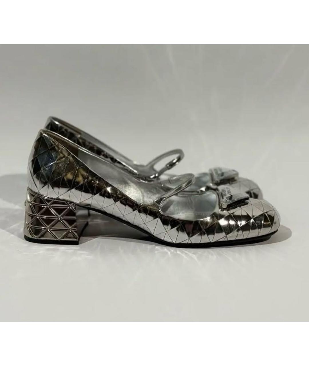 PRADA Серебряные кожаные туфли, фото 7