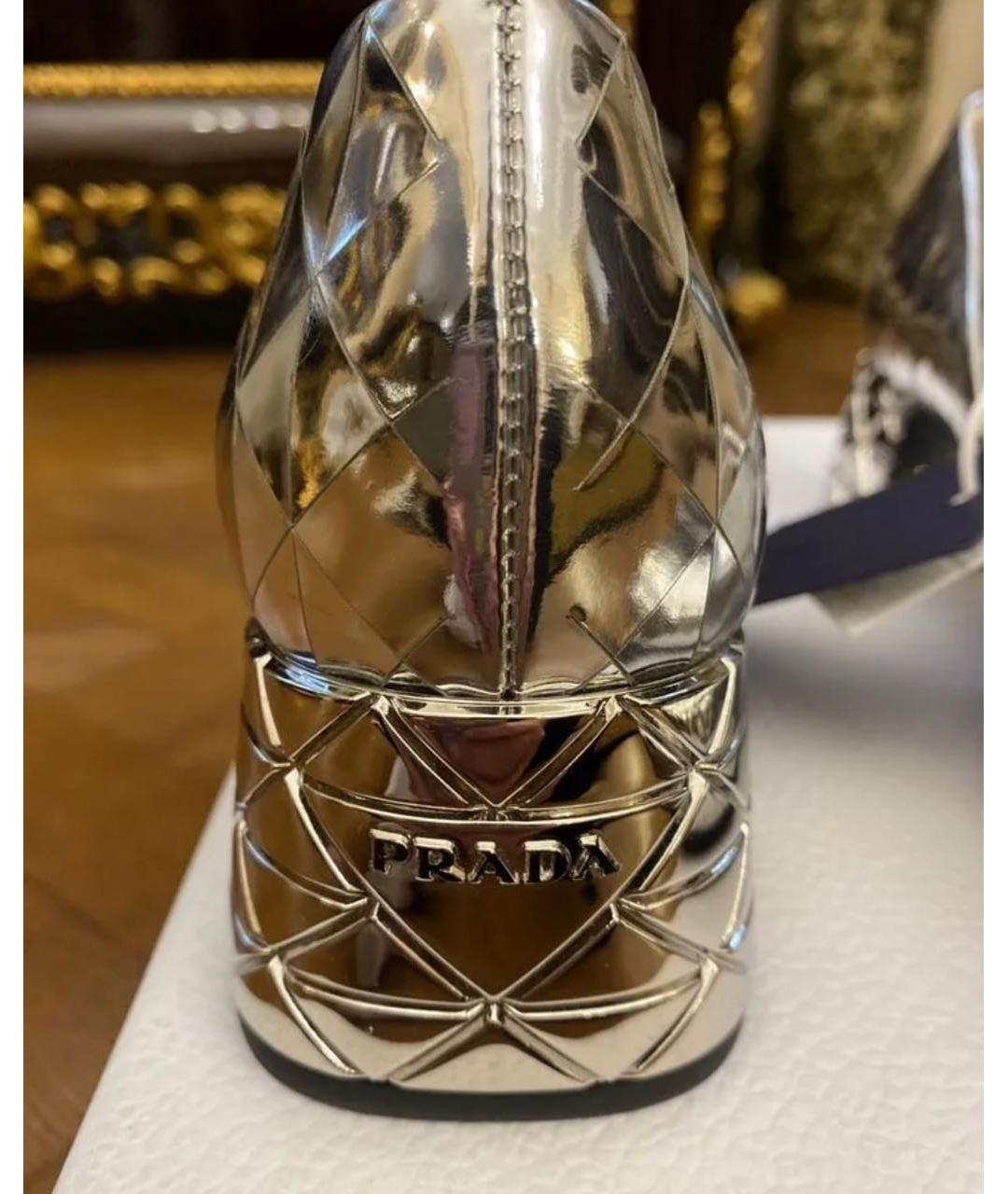 PRADA Серебряные кожаные туфли, фото 4