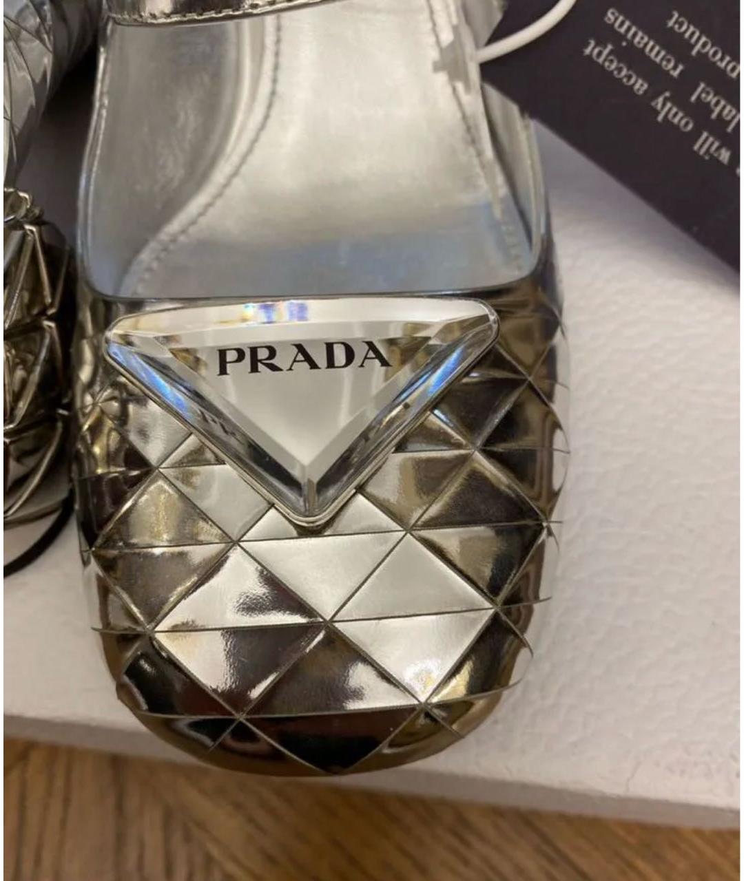 PRADA Серебряные кожаные туфли, фото 3