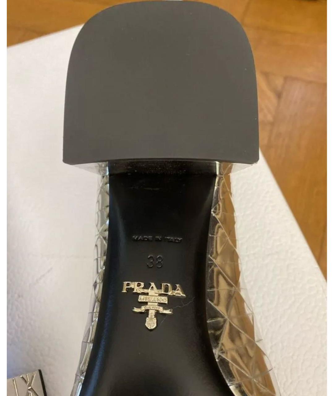 PRADA Серебряные кожаные туфли, фото 6