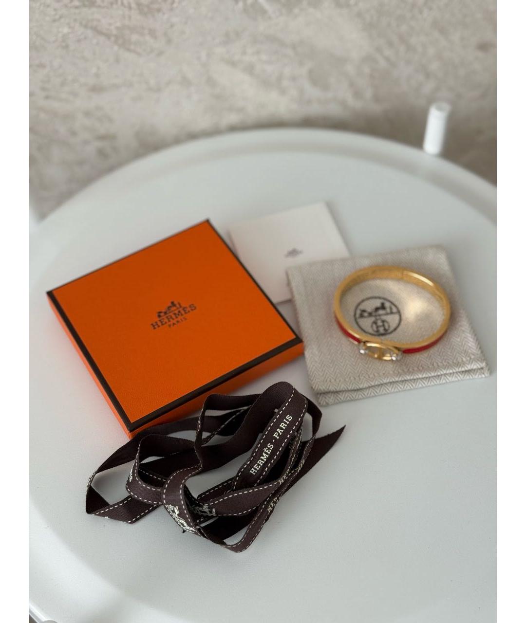 HERMES Красный металлический браслет, фото 8