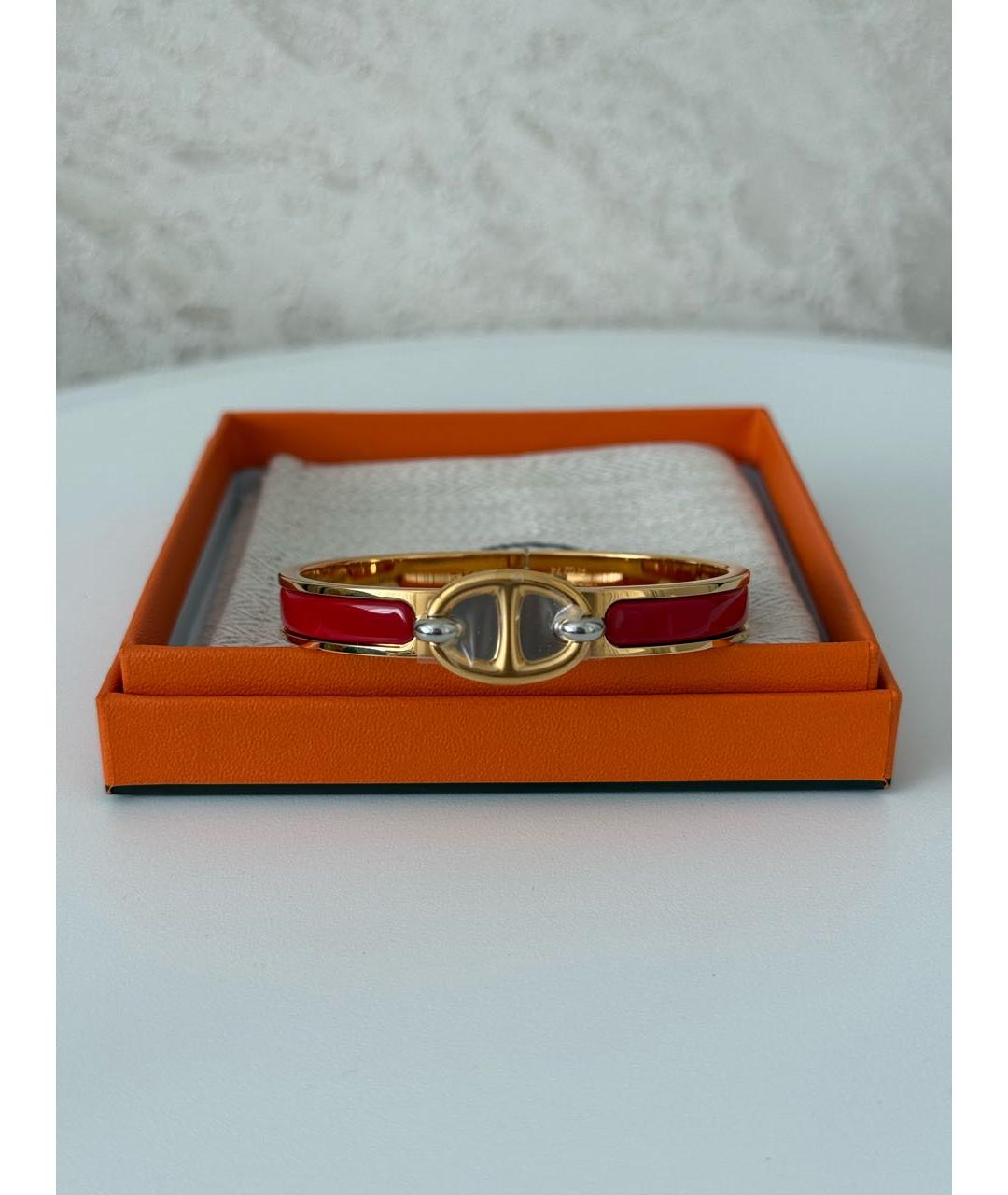 HERMES Красный металлический браслет, фото 9