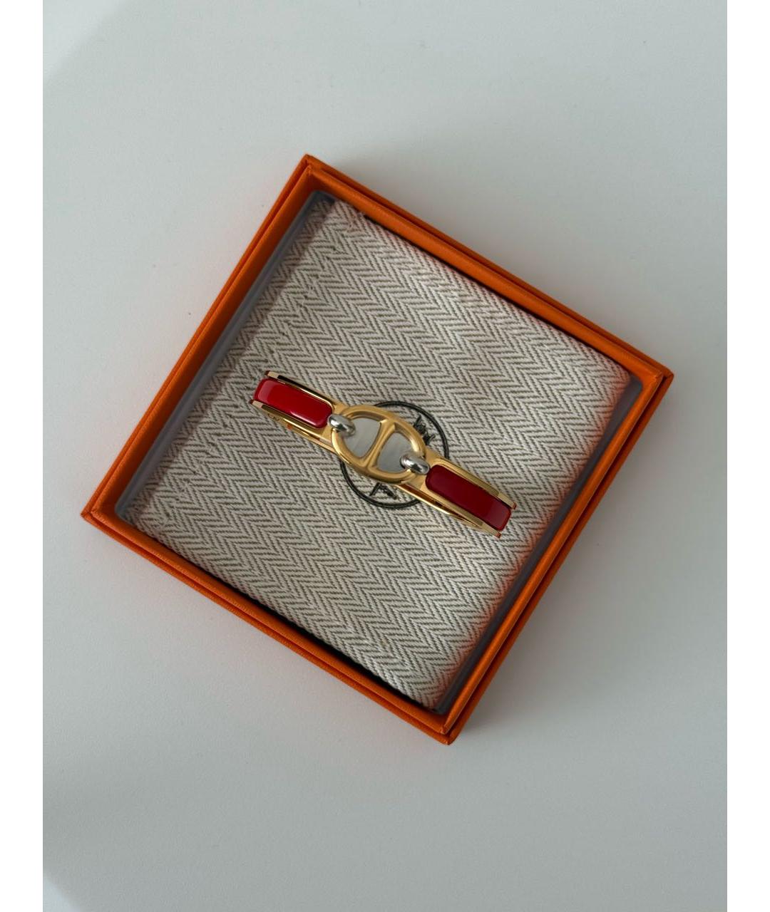 HERMES Красный металлический браслет, фото 6