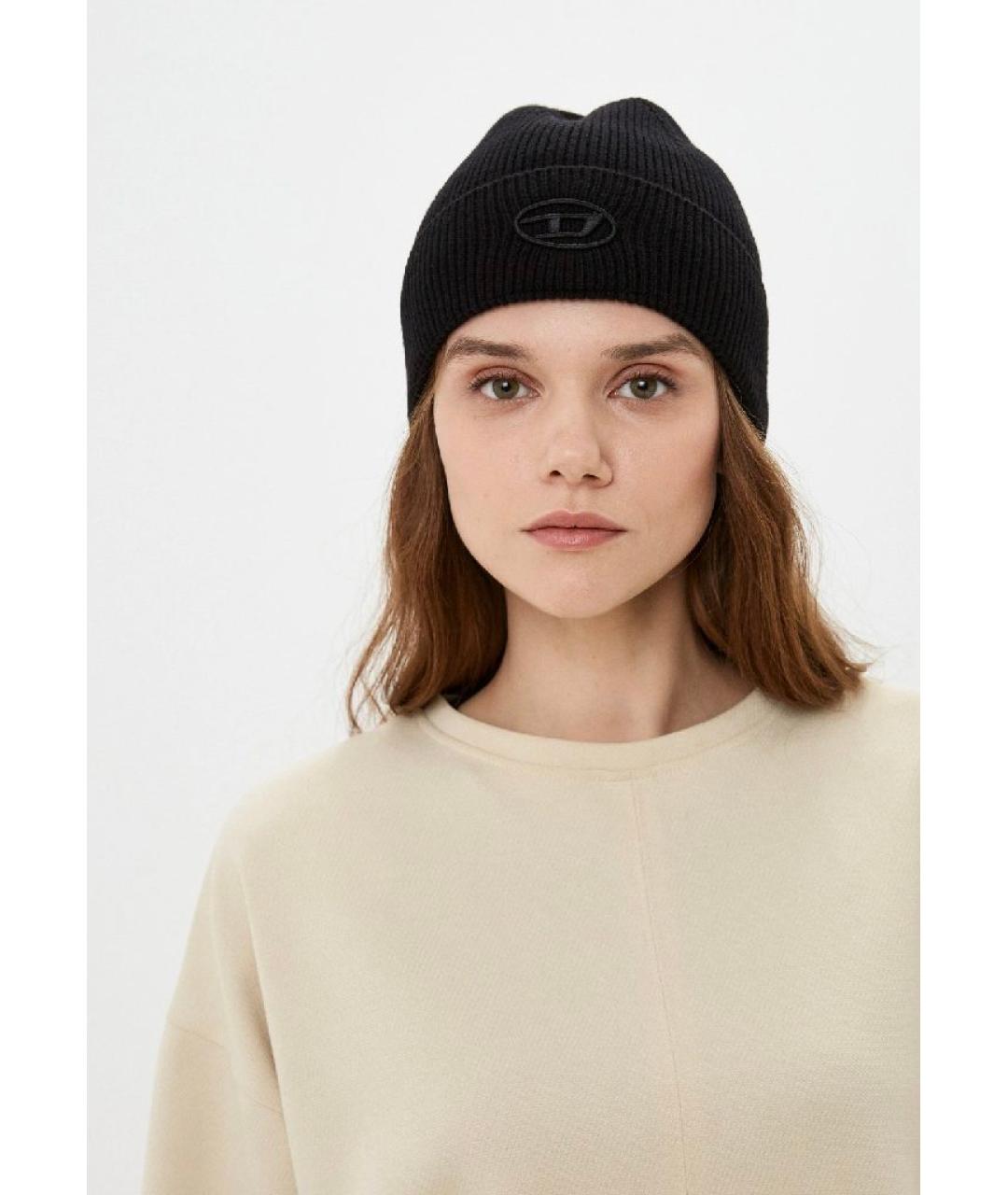 DIESEL Черная шерстяная шапка, фото 3