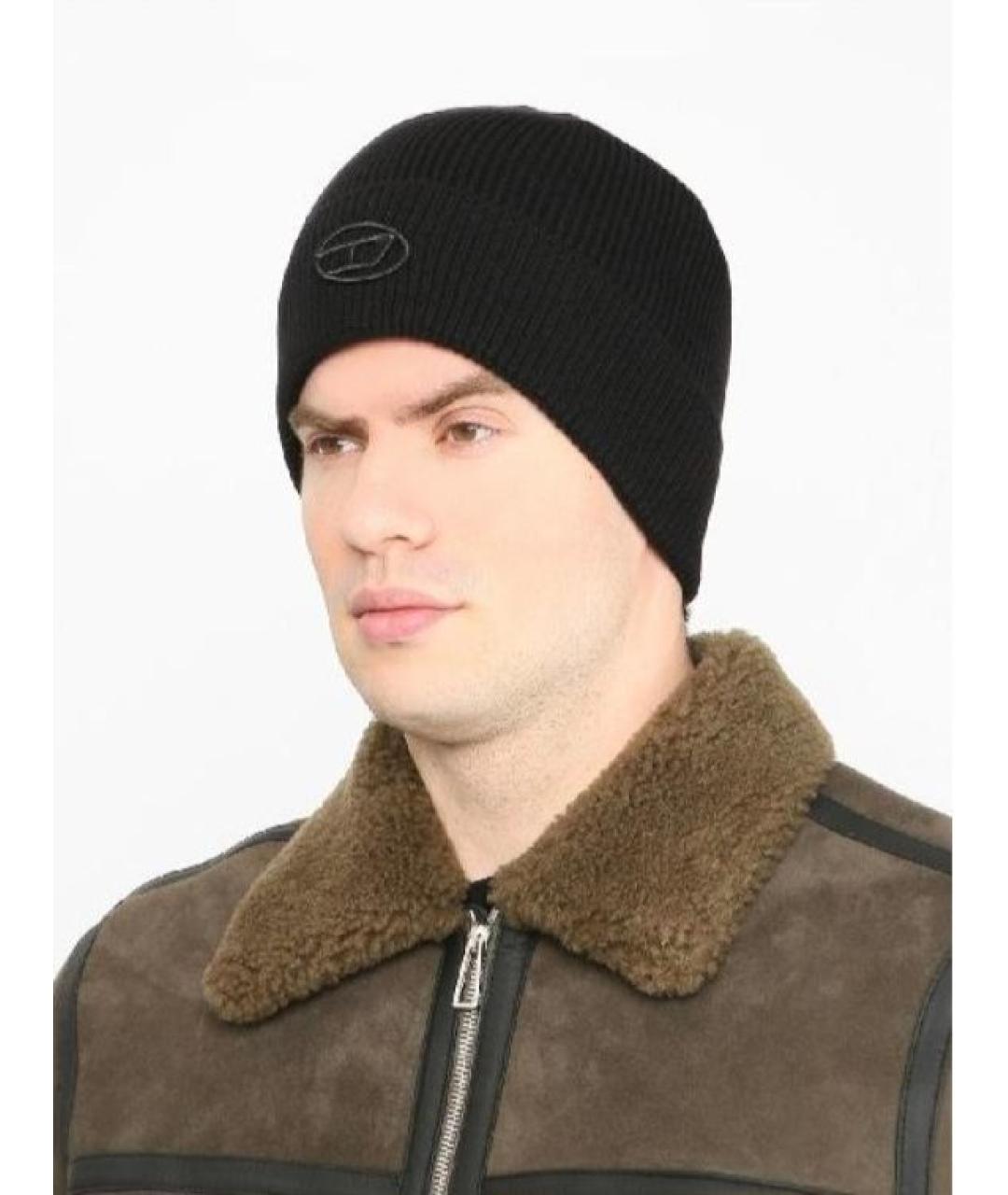 DIESEL Черная шерстяная шапка, фото 4