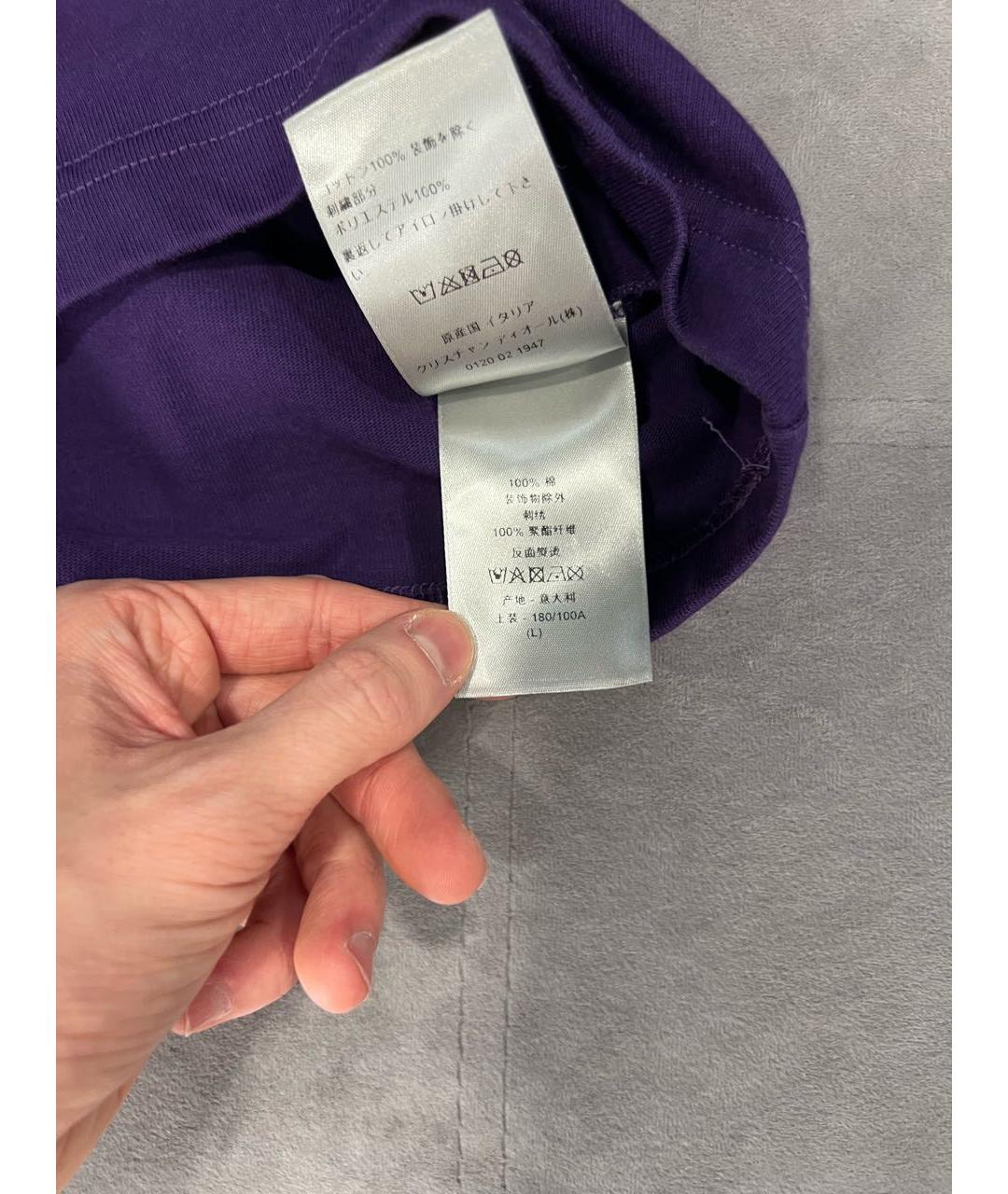 CHRISTIAN DIOR Фиолетовая хлопковая футболка, фото 7