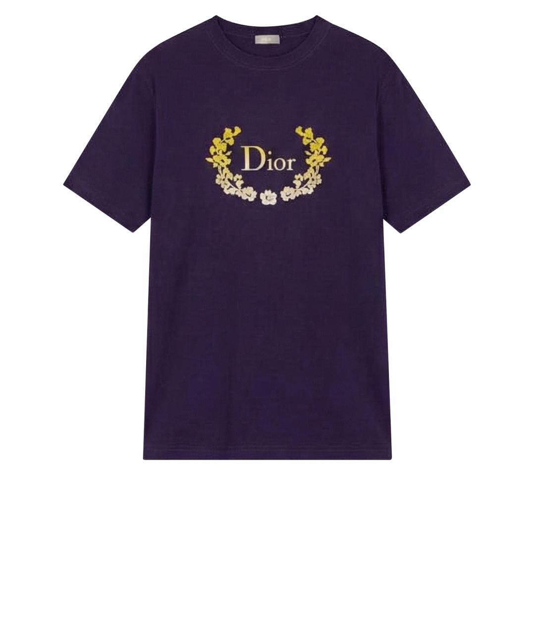 CHRISTIAN DIOR Фиолетовая хлопковая футболка, фото 1