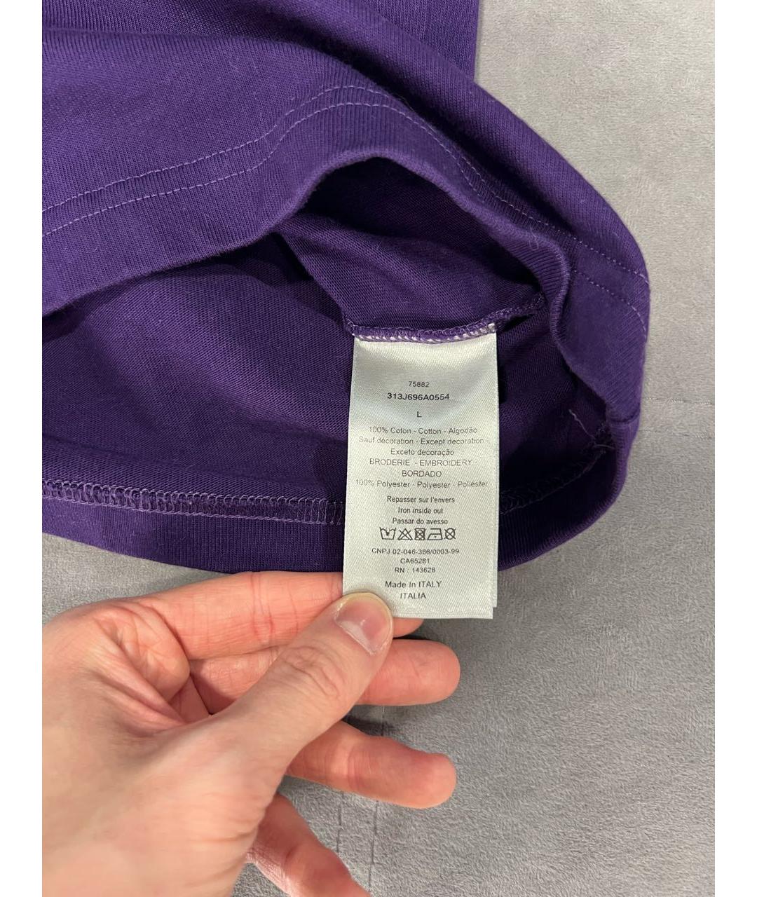 CHRISTIAN DIOR Фиолетовая хлопковая футболка, фото 6