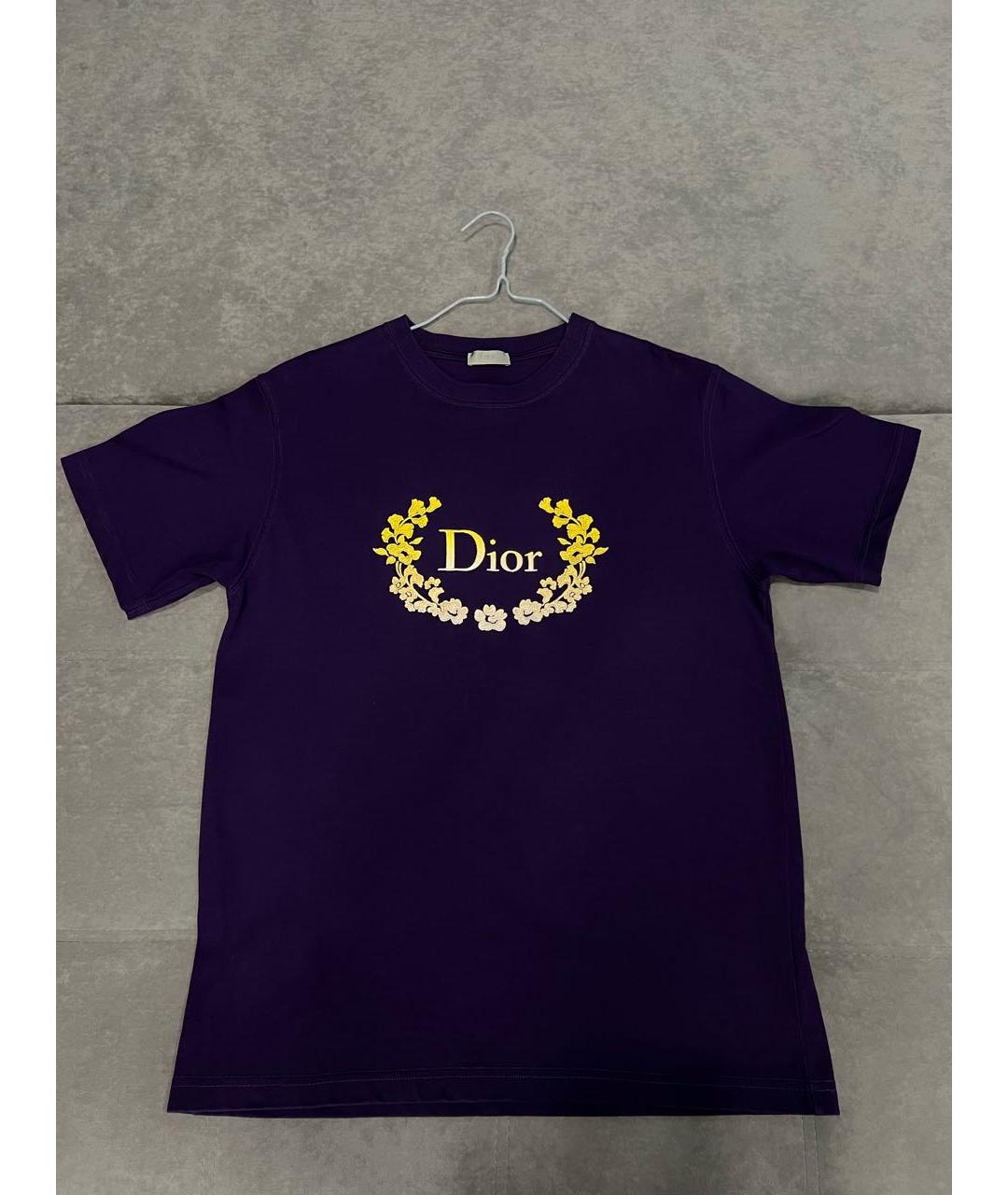 CHRISTIAN DIOR Фиолетовая хлопковая футболка, фото 8