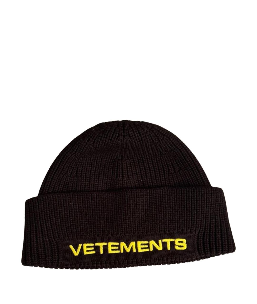 VETEMENTS Черная шерстяная шапка, фото 1