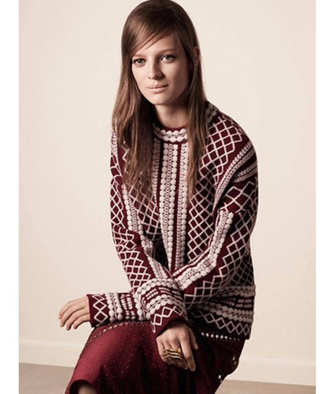 TORY BURCH Бордовый шерстяной джемпер / свитер, фото 5