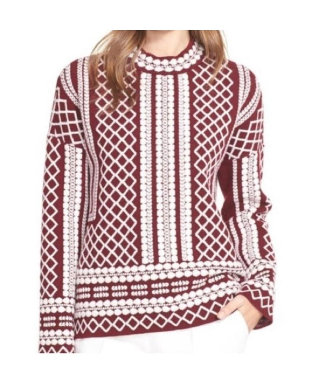 TORY BURCH Бордовый шерстяной джемпер / свитер, фото 2