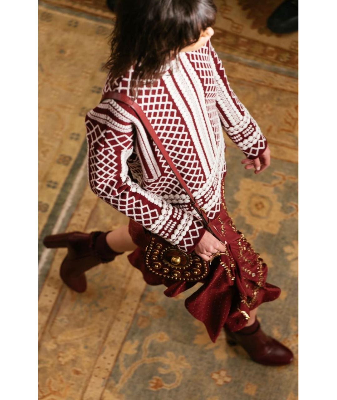 TORY BURCH Бордовый шерстяной джемпер / свитер, фото 4