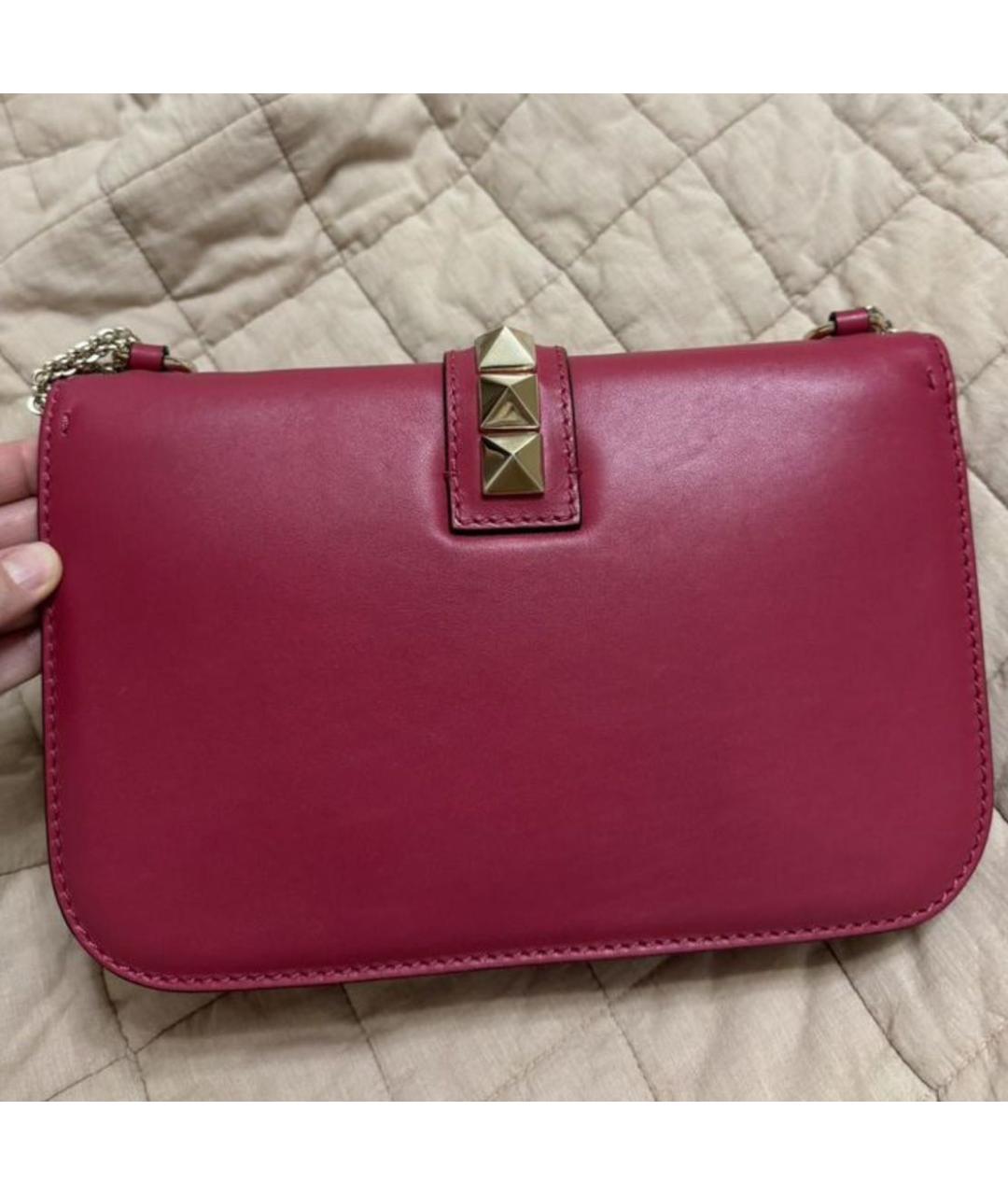 VALENTINO Розовая кожаная сумка через плечо, фото 2