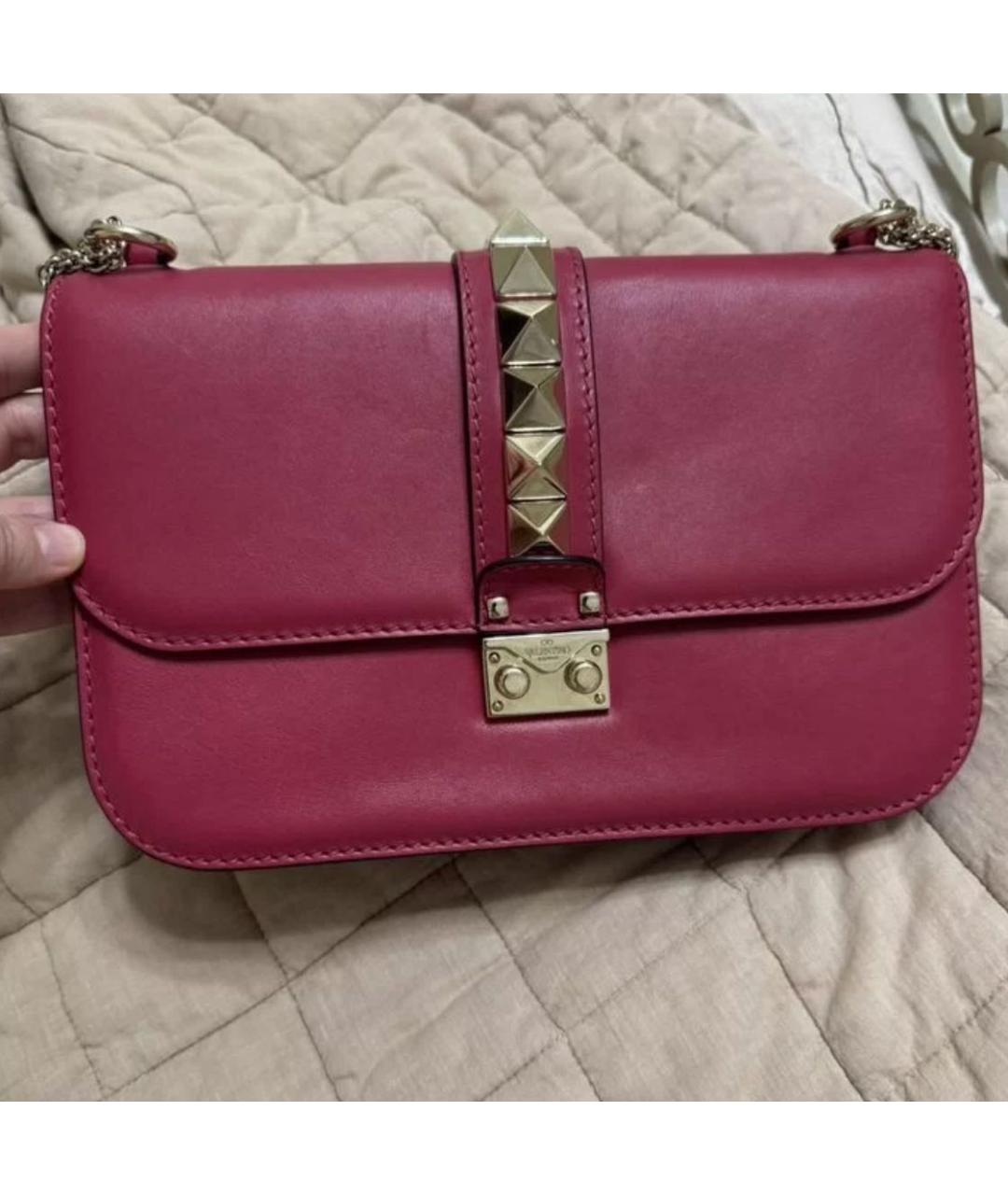 VALENTINO Розовая кожаная сумка через плечо, фото 7