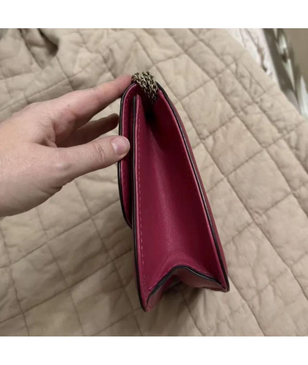 VALENTINO Розовая кожаная сумка через плечо, фото 4