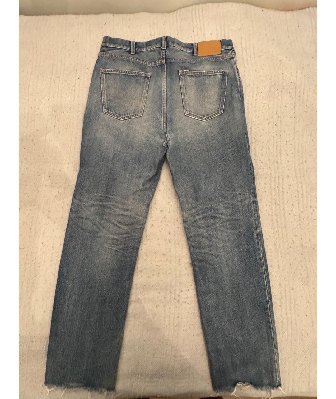 CELINE Синие хлопковые прямые джинсы, фото 2