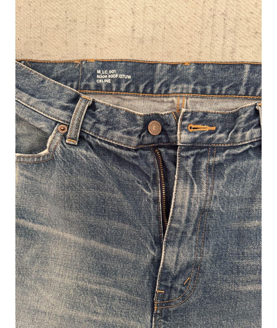 CELINE Синие хлопковые прямые джинсы, фото 3