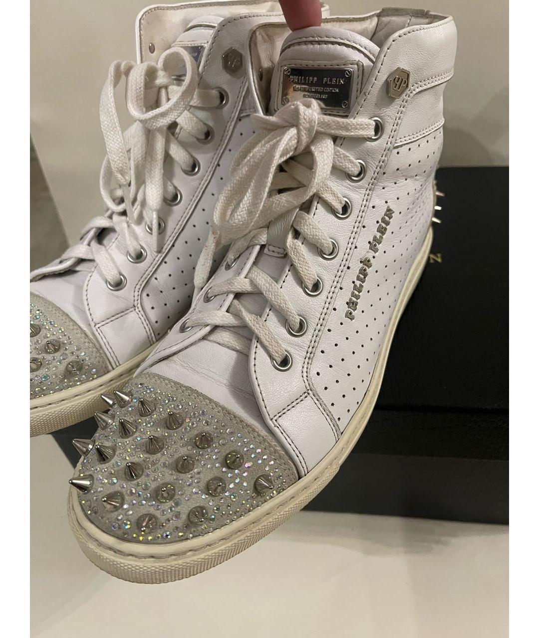 PHILIPP PLEIN Белые кожаные кеды, фото 7