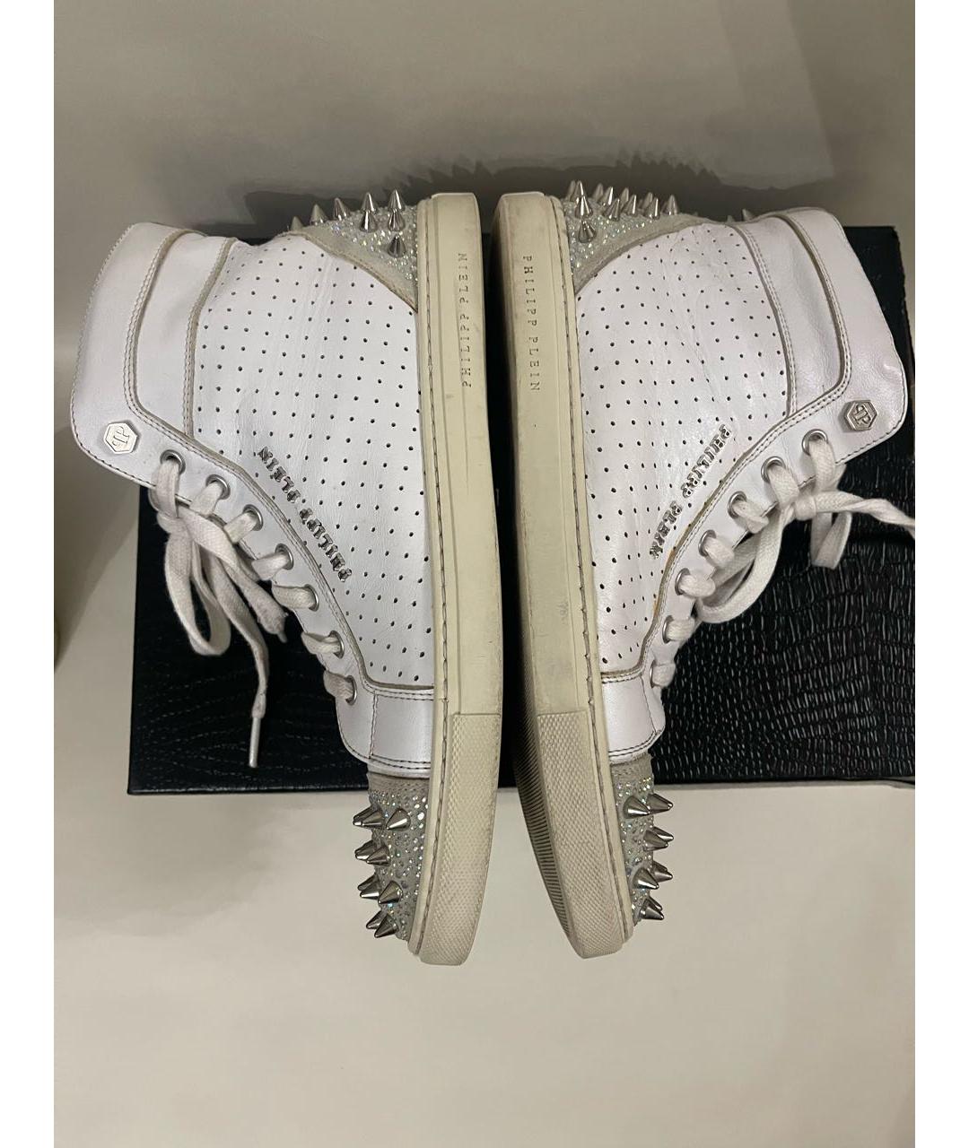 PHILIPP PLEIN Белые кожаные кеды, фото 6