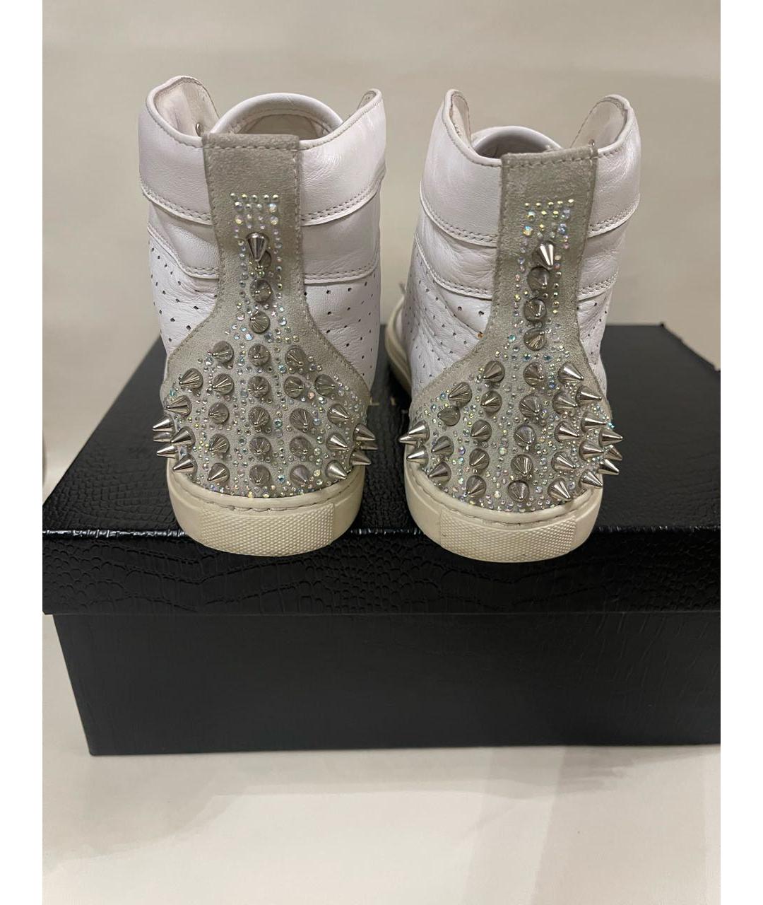 PHILIPP PLEIN Белые кожаные кеды, фото 4