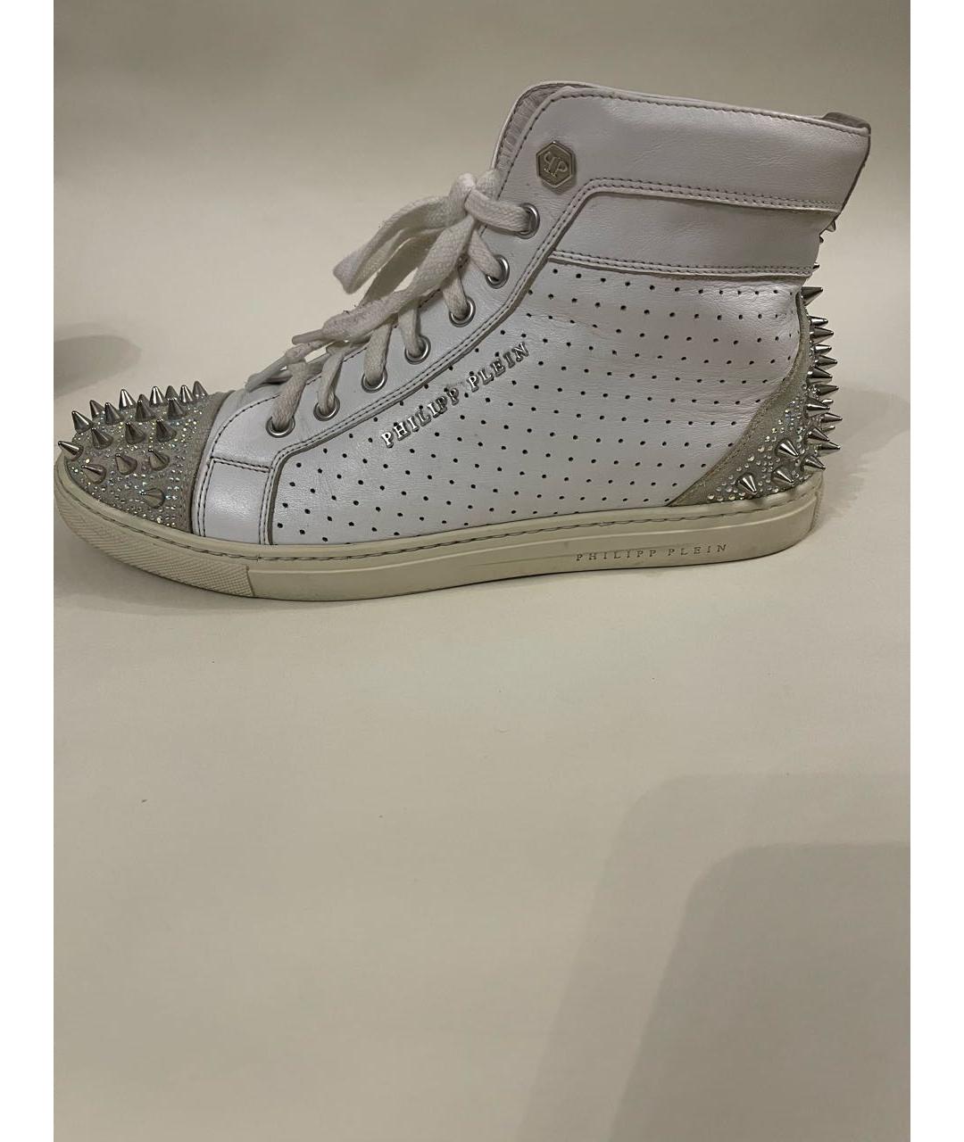 PHILIPP PLEIN Белые кожаные кеды, фото 9