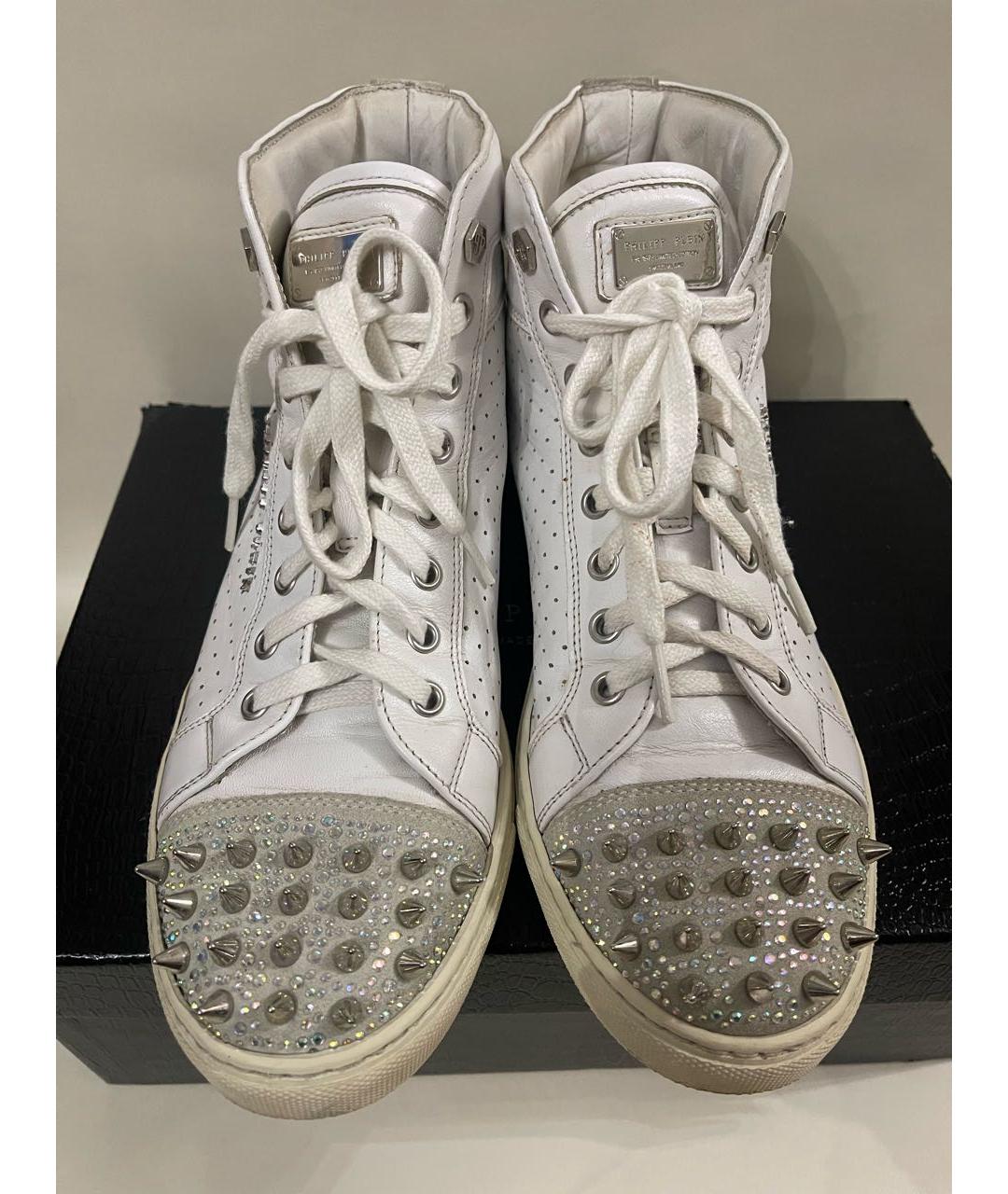 PHILIPP PLEIN Белые кожаные кеды, фото 3