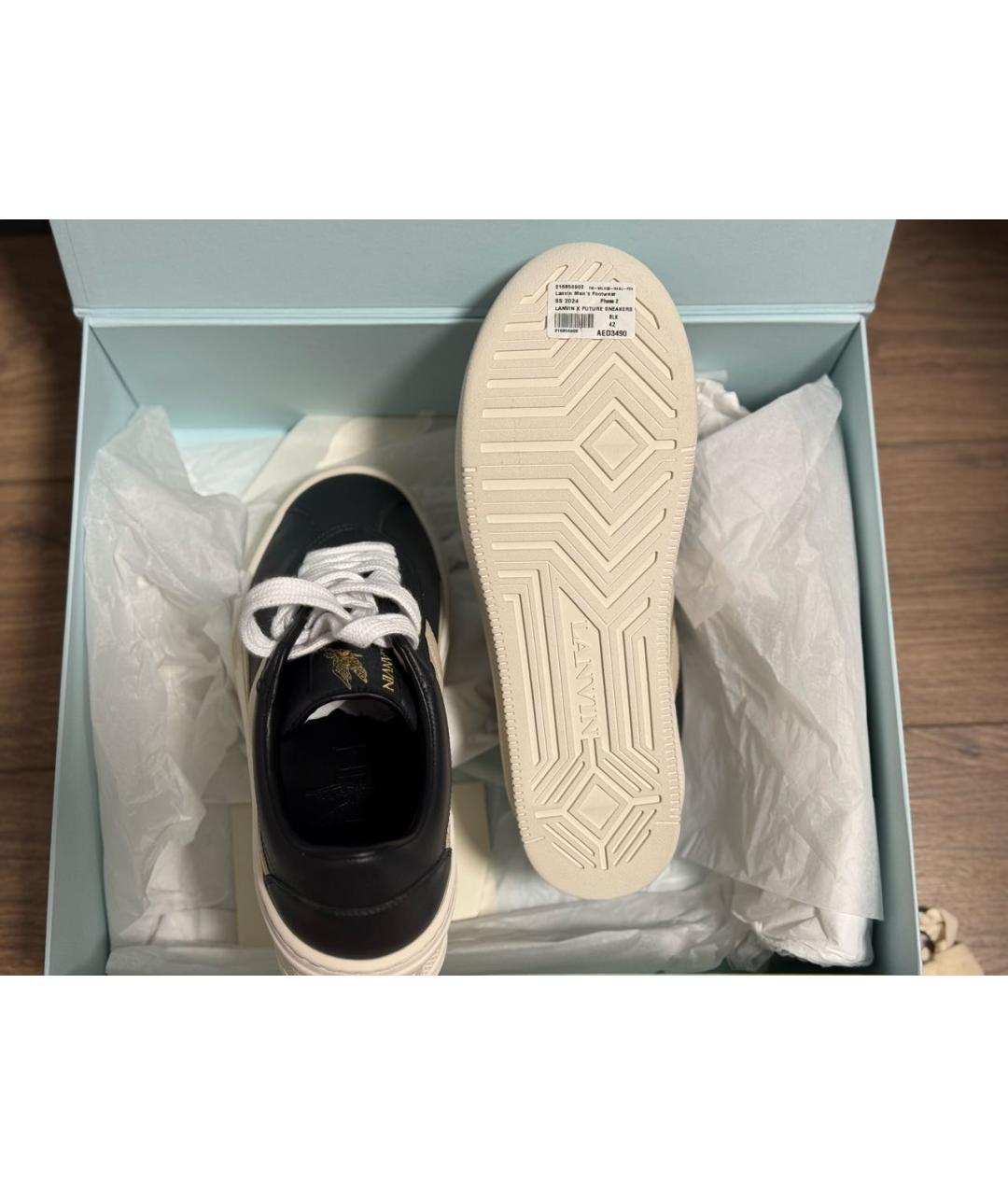 LANVIN Серые кожаные низкие кроссовки / кеды, фото 3