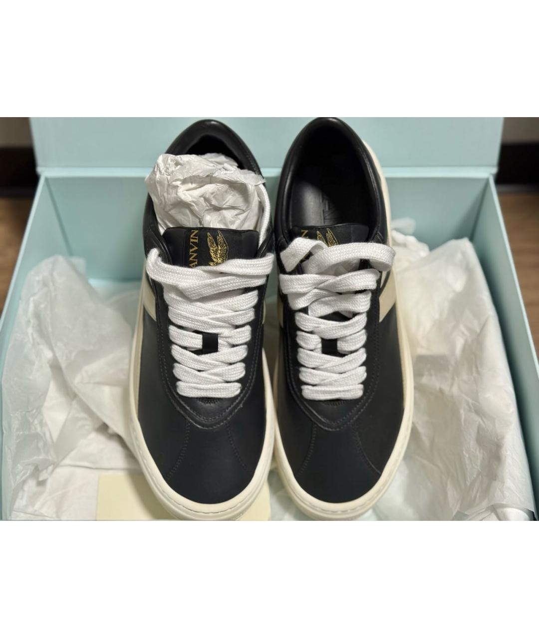 LANVIN Серые кожаные низкие кроссовки / кеды, фото 2