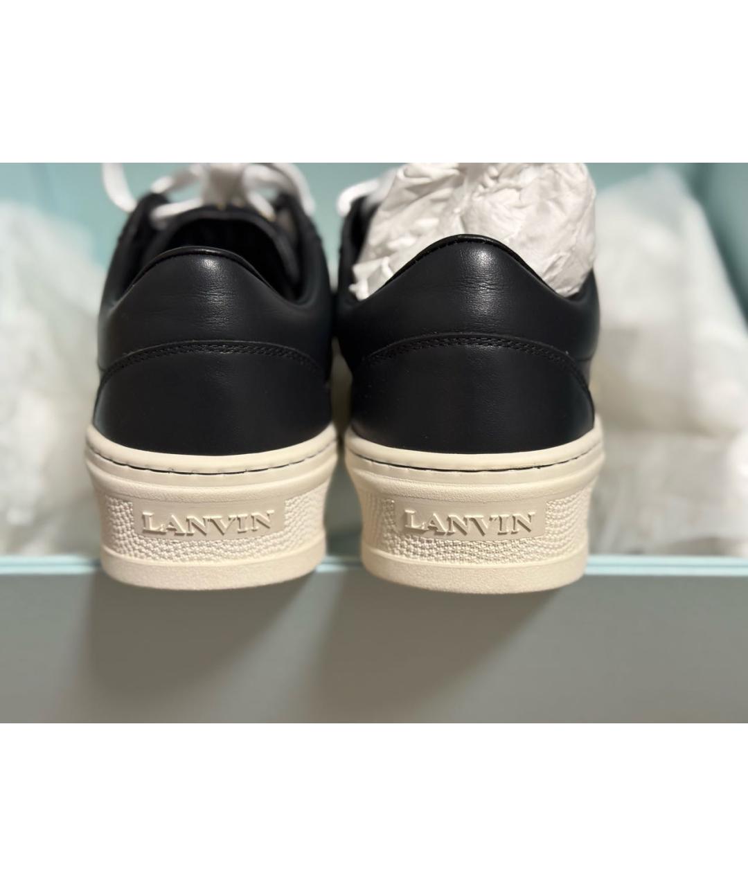 LANVIN Серые кожаные низкие кроссовки / кеды, фото 4