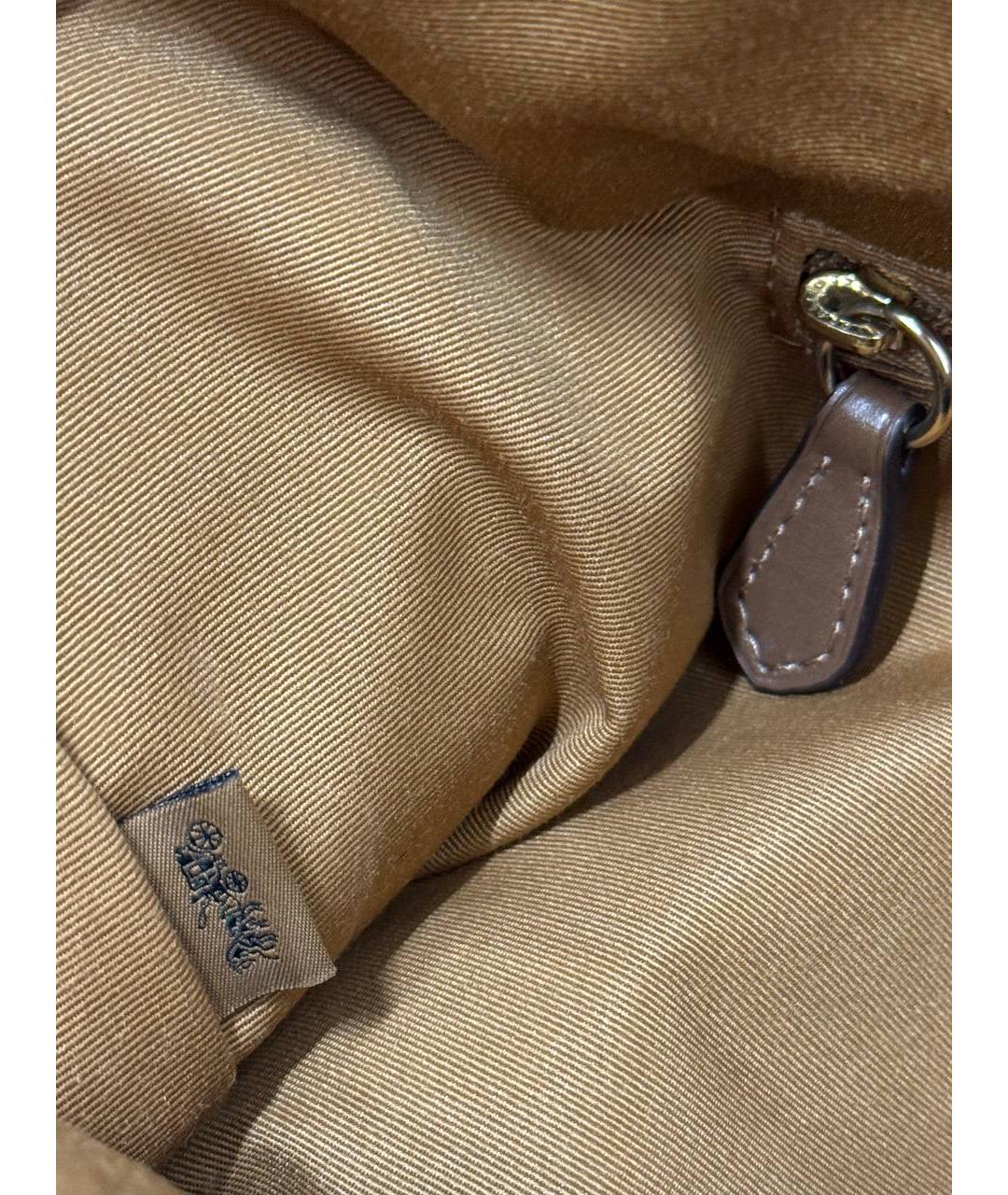 COACH Бежевая кожаная сумка с короткими ручками, фото 7