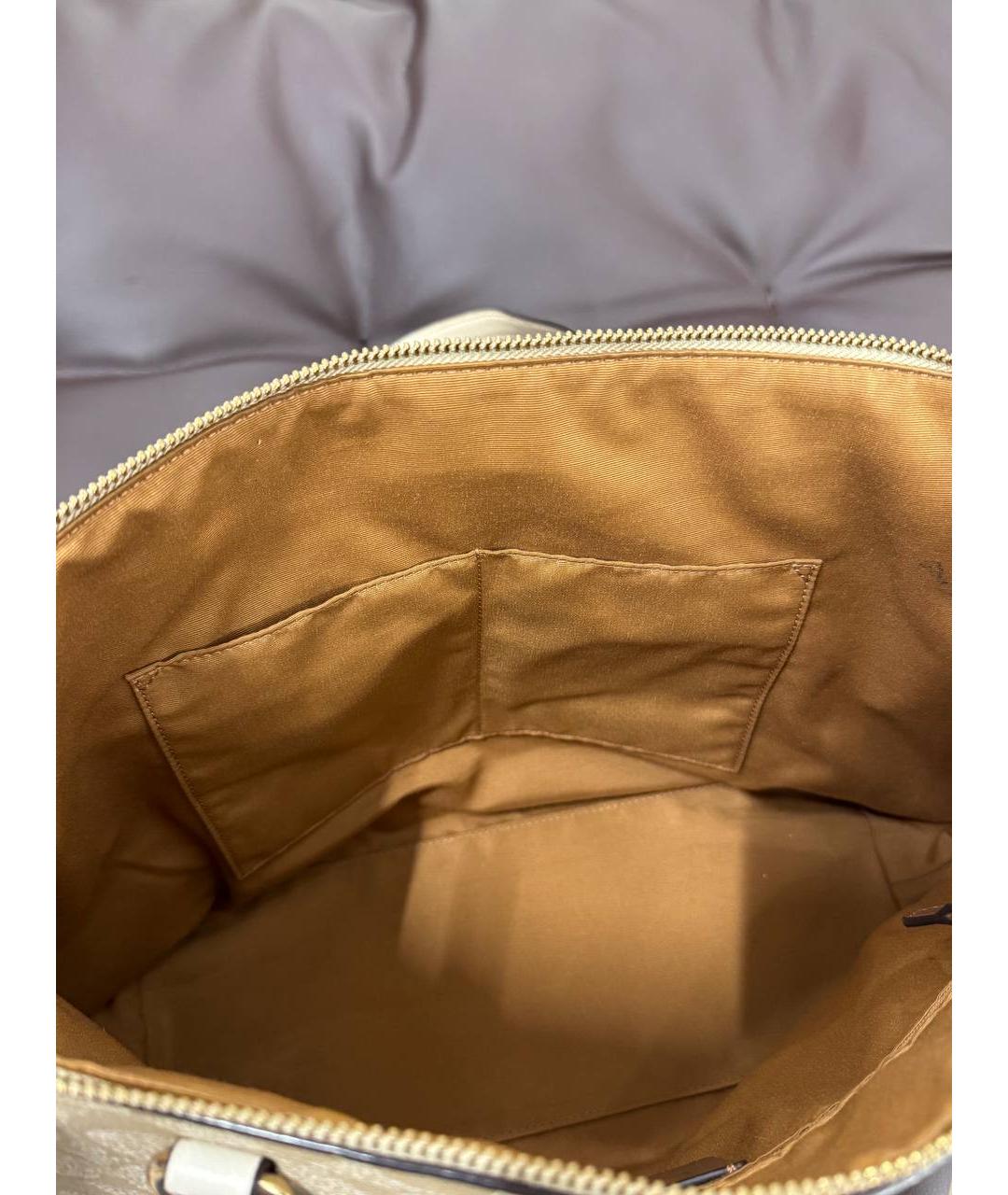 COACH Бежевая кожаная сумка с короткими ручками, фото 6