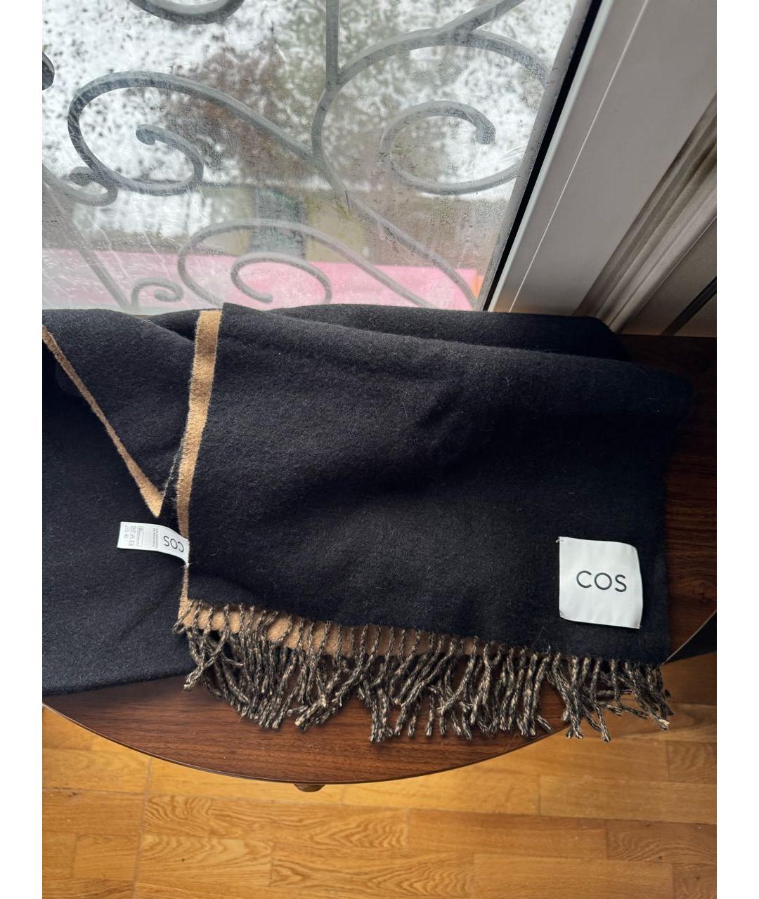 COS Черный шерстяной шарф, фото 4
