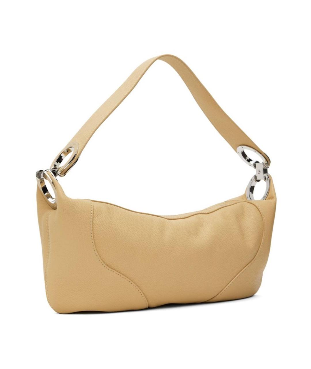 BY FAR Бежевая кожаная сумка с короткими ручками, фото 7