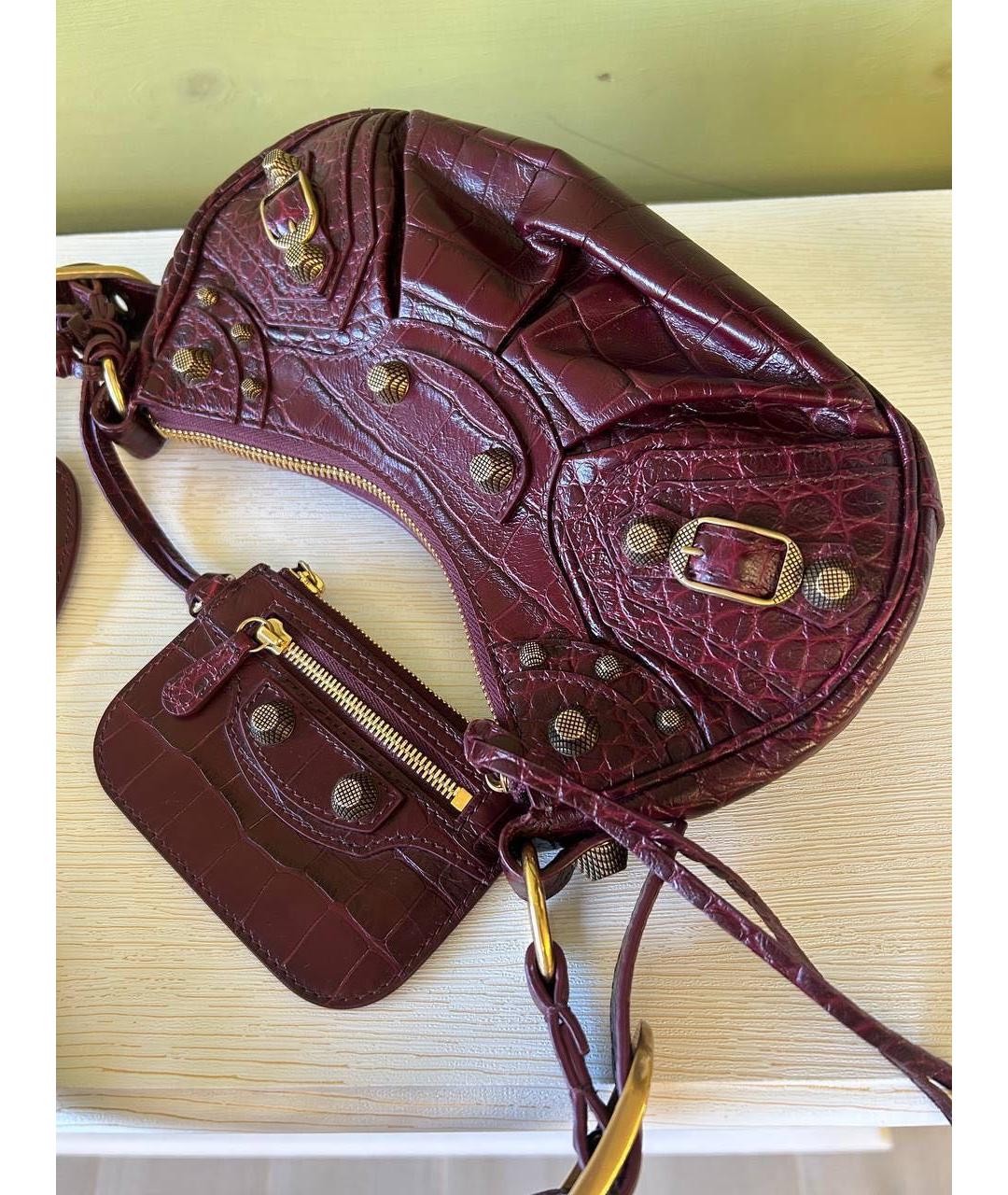 BALENCIAGA Бордовая кожаная сумка через плечо, фото 3