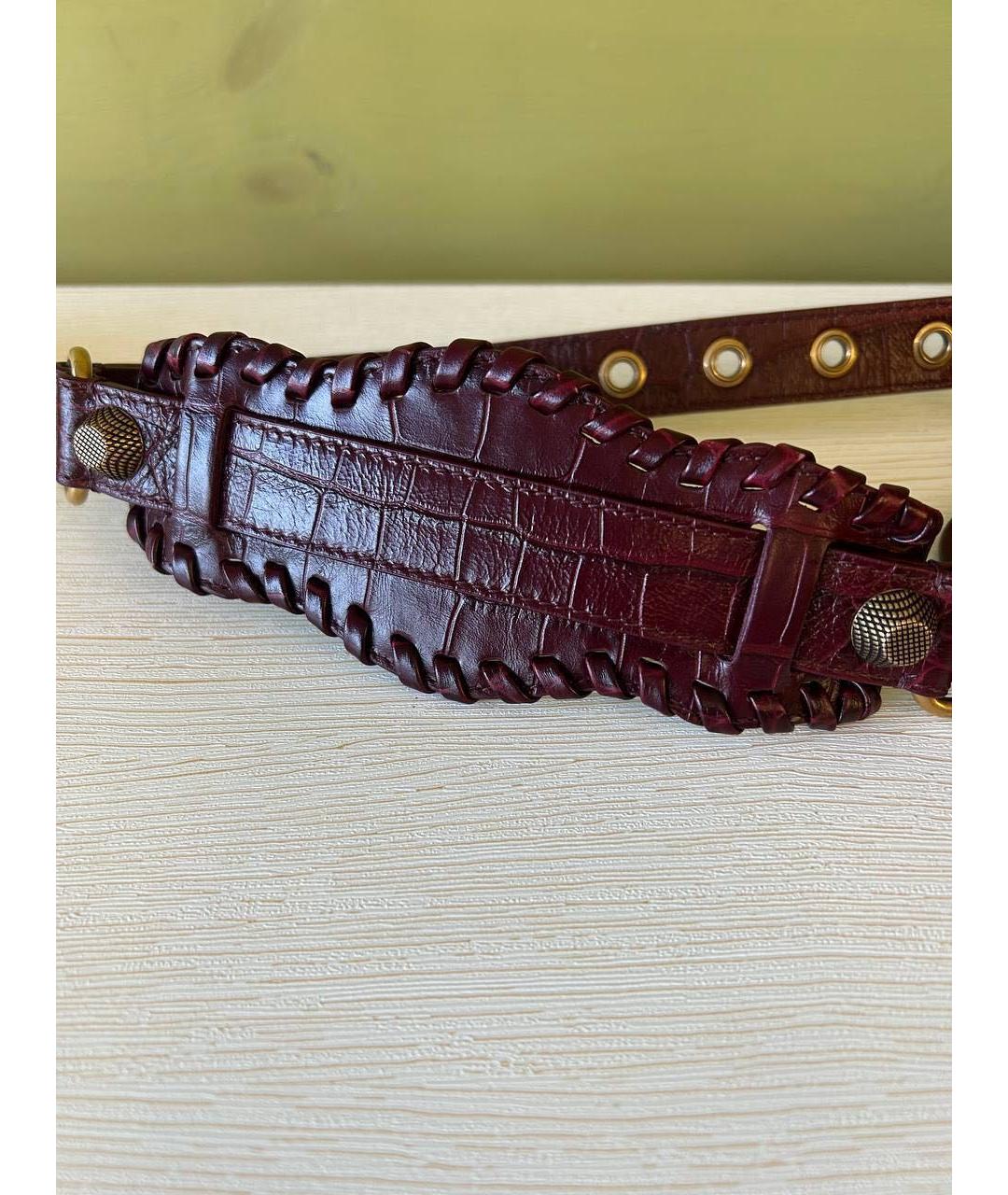 BALENCIAGA Бордовая кожаная сумка через плечо, фото 5