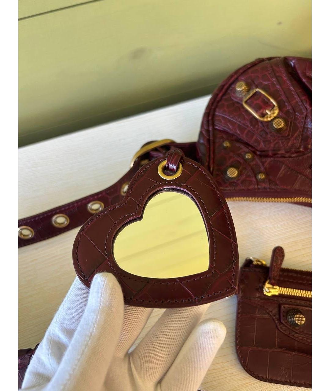 BALENCIAGA Бордовая кожаная сумка через плечо, фото 4