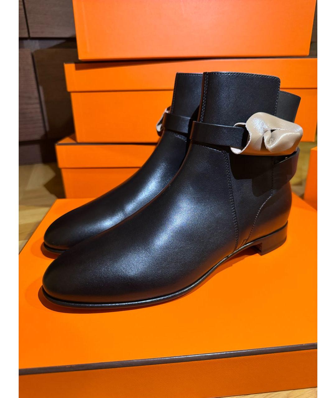 HERMES Черные кожаные ботинки, фото 5