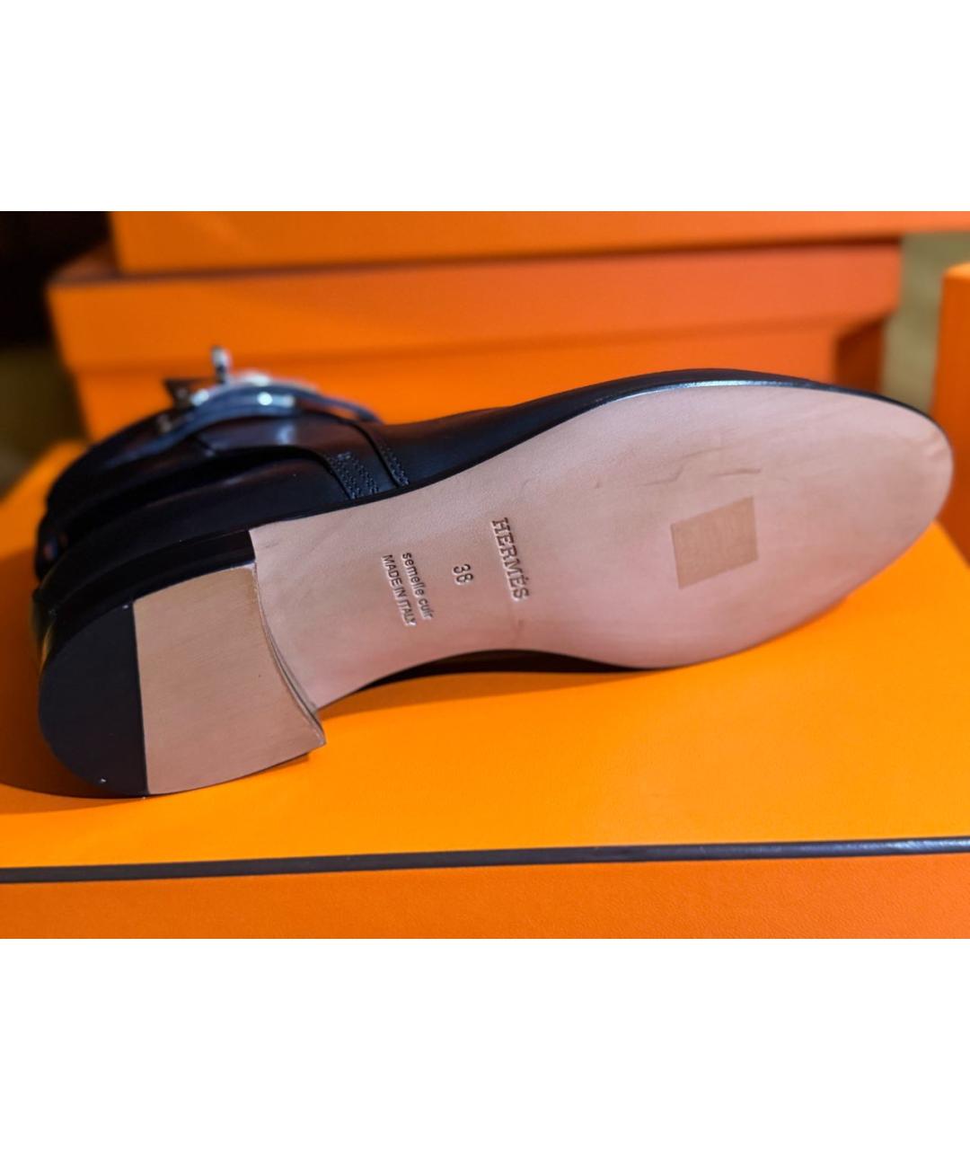 HERMES Черные кожаные ботинки, фото 7