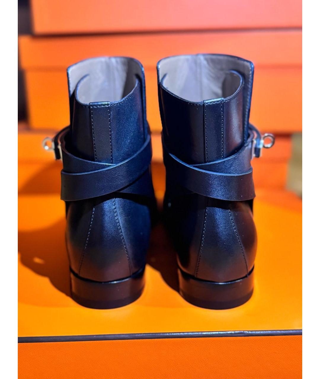 HERMES Черные кожаные ботинки, фото 4