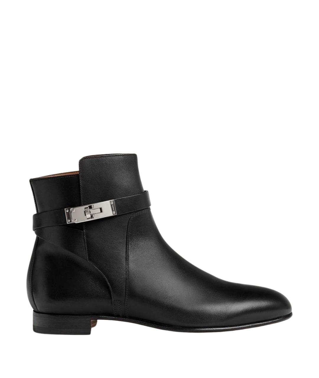 HERMES Черные кожаные ботинки, фото 1