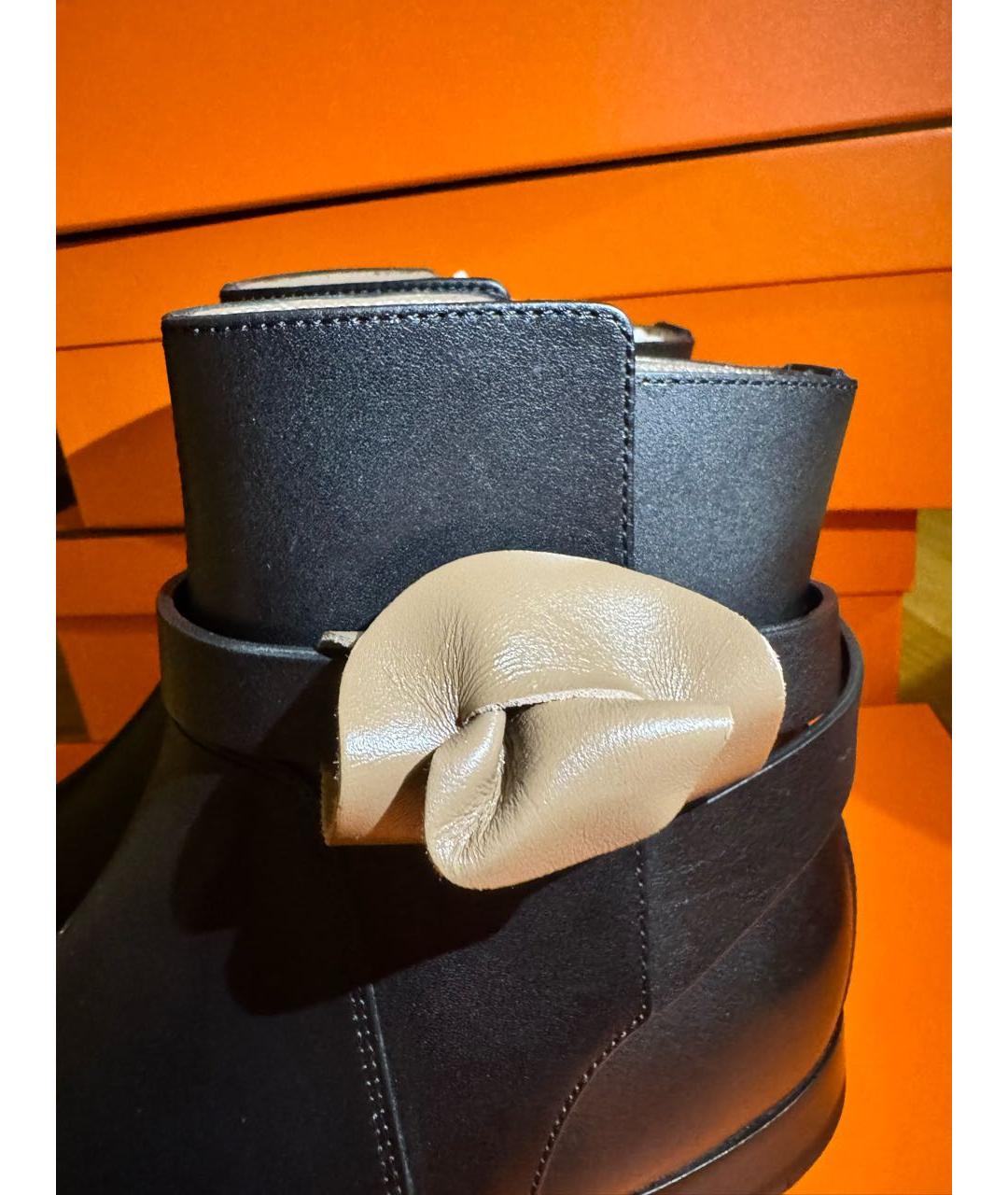 HERMES Черные кожаные ботинки, фото 6