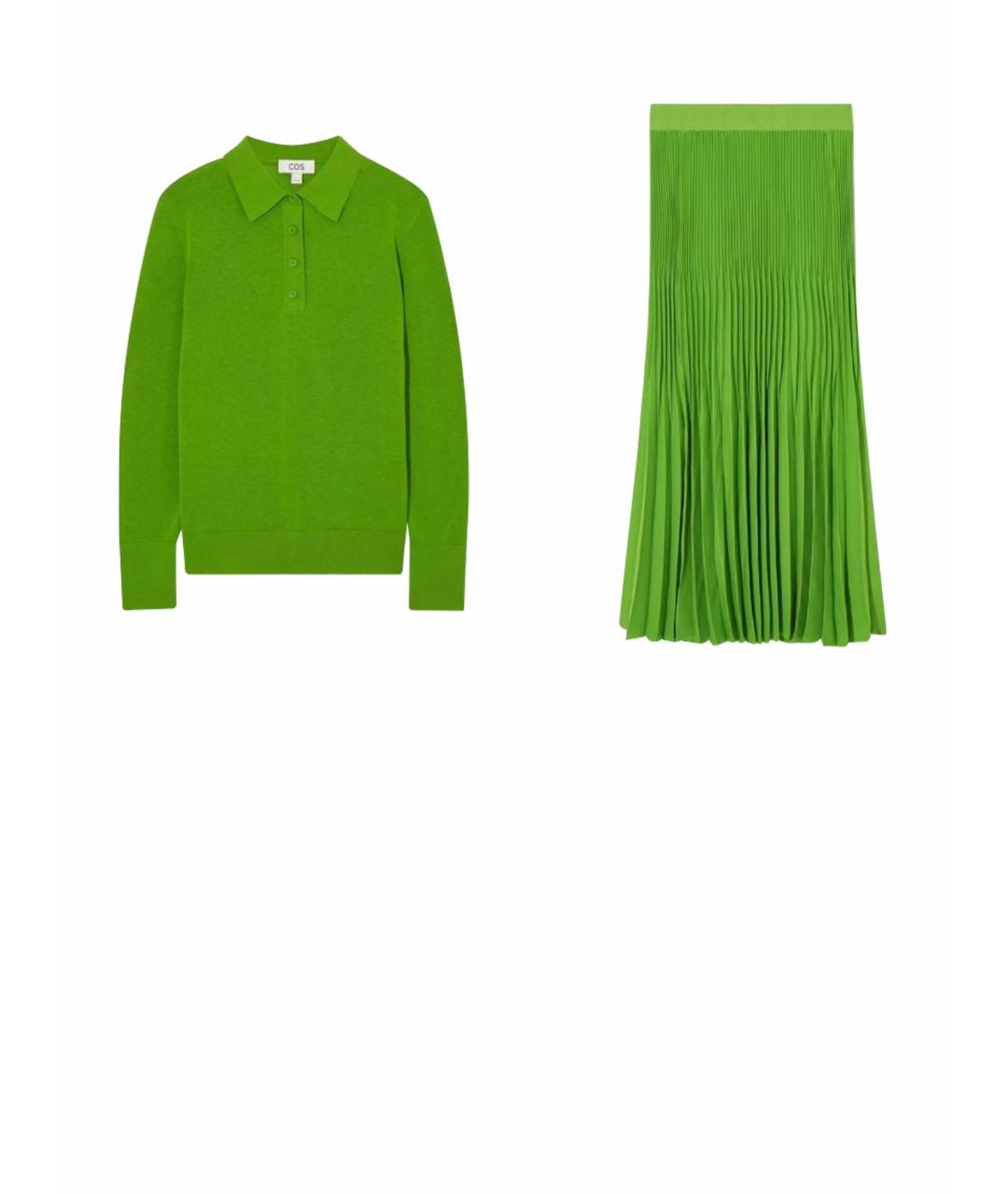 COS Зеленый шелковый костюм с юбками, фото 1