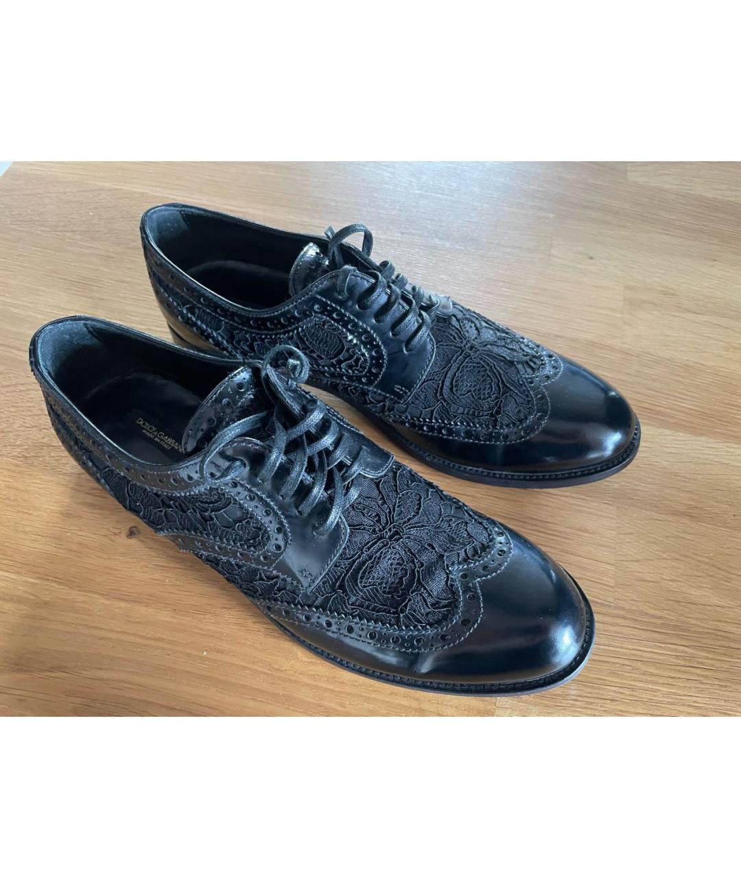 DOLCE&GABBANA Черные кожаные ботинки, фото 6